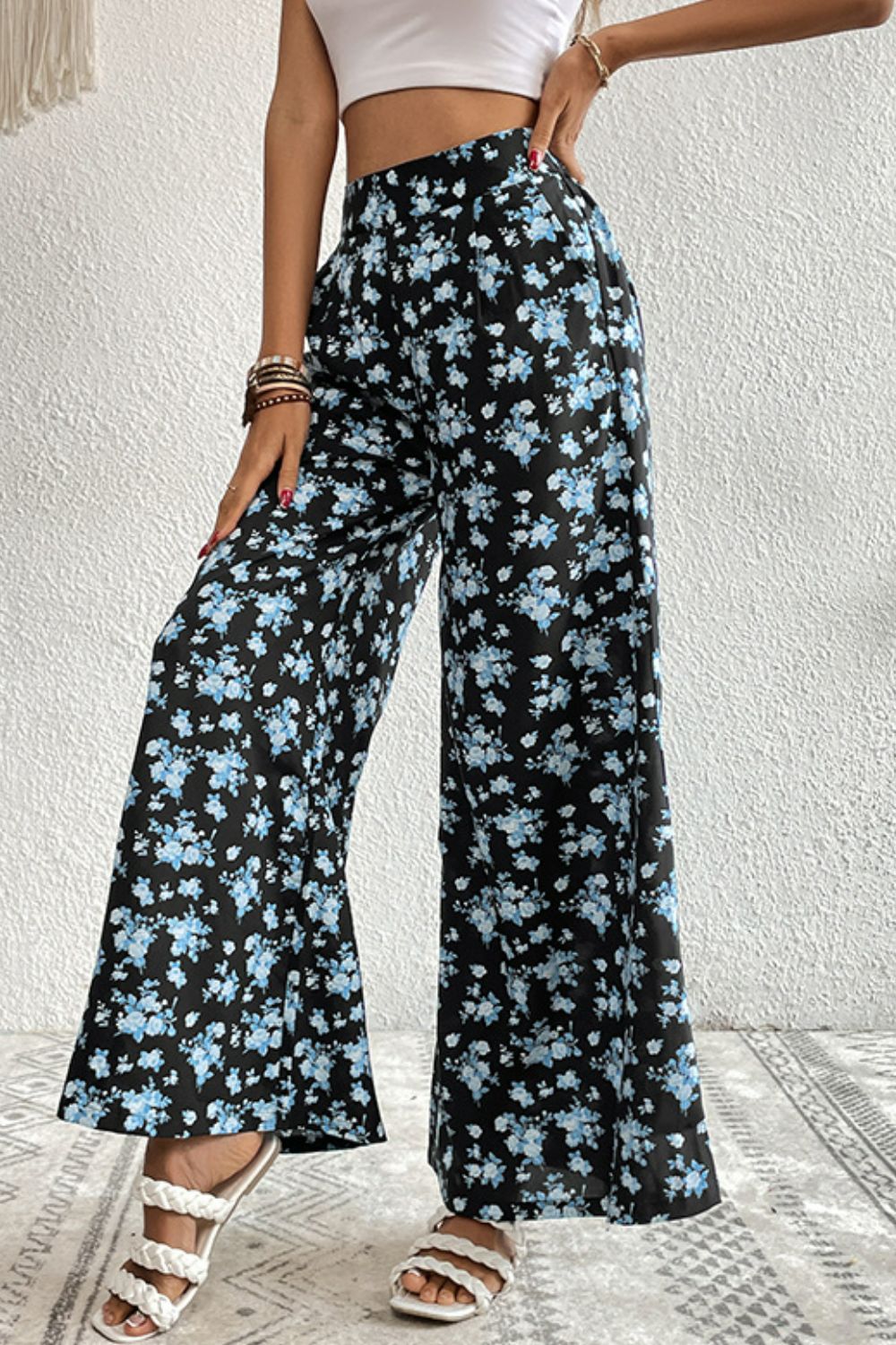 Perfee Floral Pocket Culottes