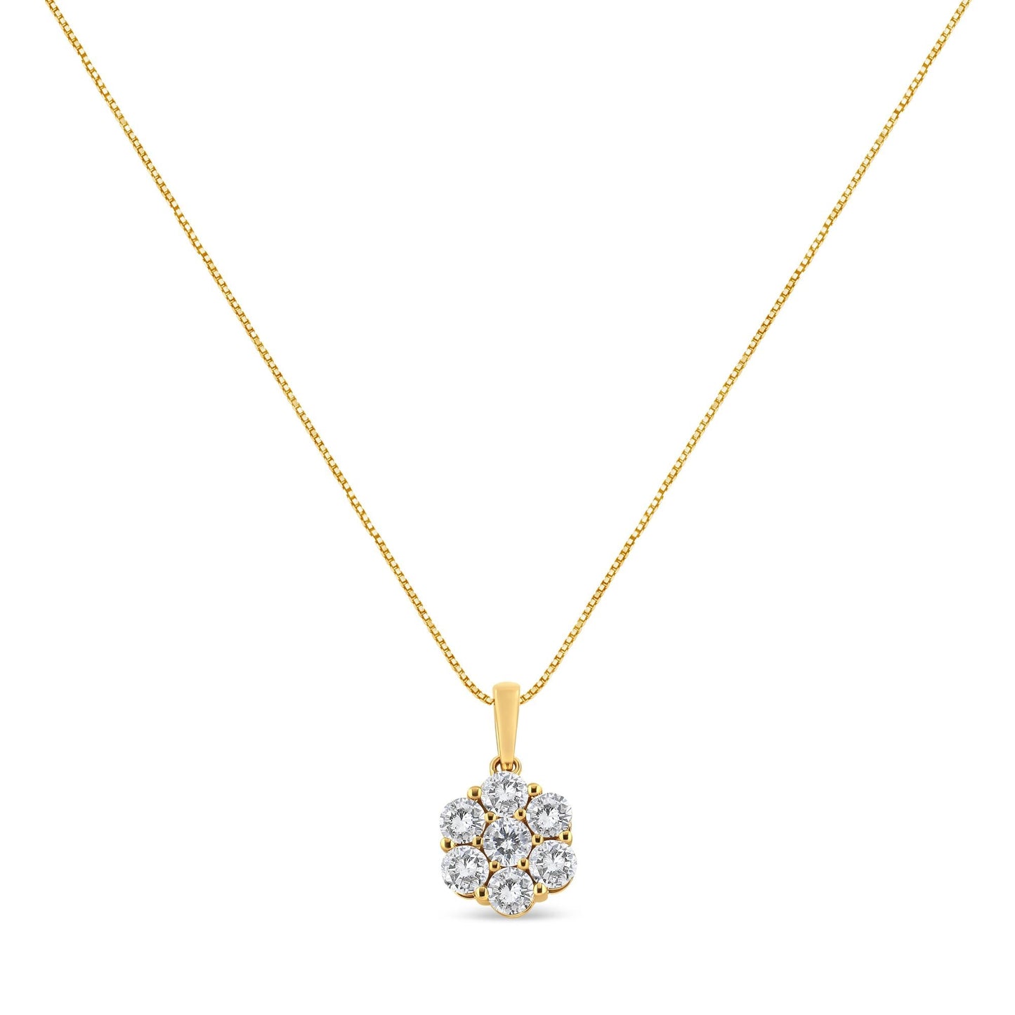 14K Yellow Gold 2.00 Cttw Brilliant Round-Cut Diamond 7 Stone Flower C