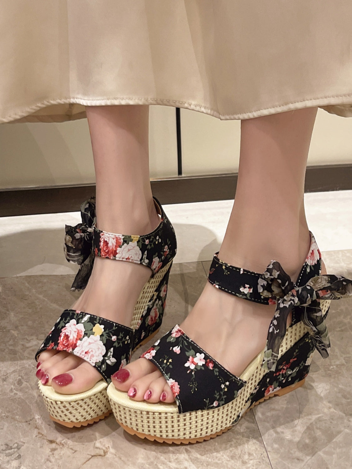 Floral Tied High Heel Sandals