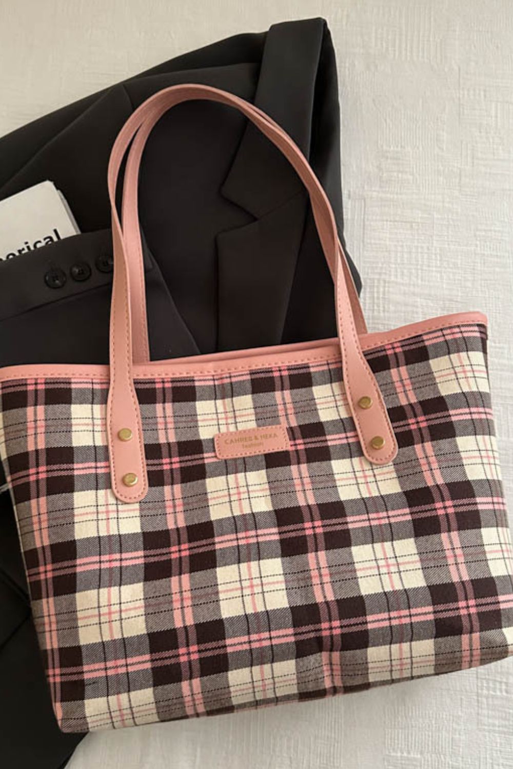 Carhes & Heka Plaid Leather Tote Bag