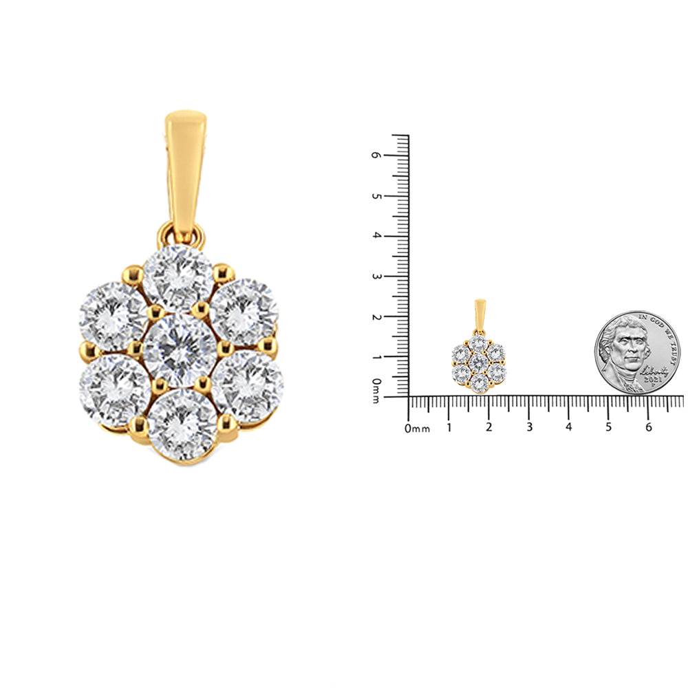 14K Yellow Gold 2.00 Cttw Brilliant Round-Cut Diamond 7 Stone Flower C