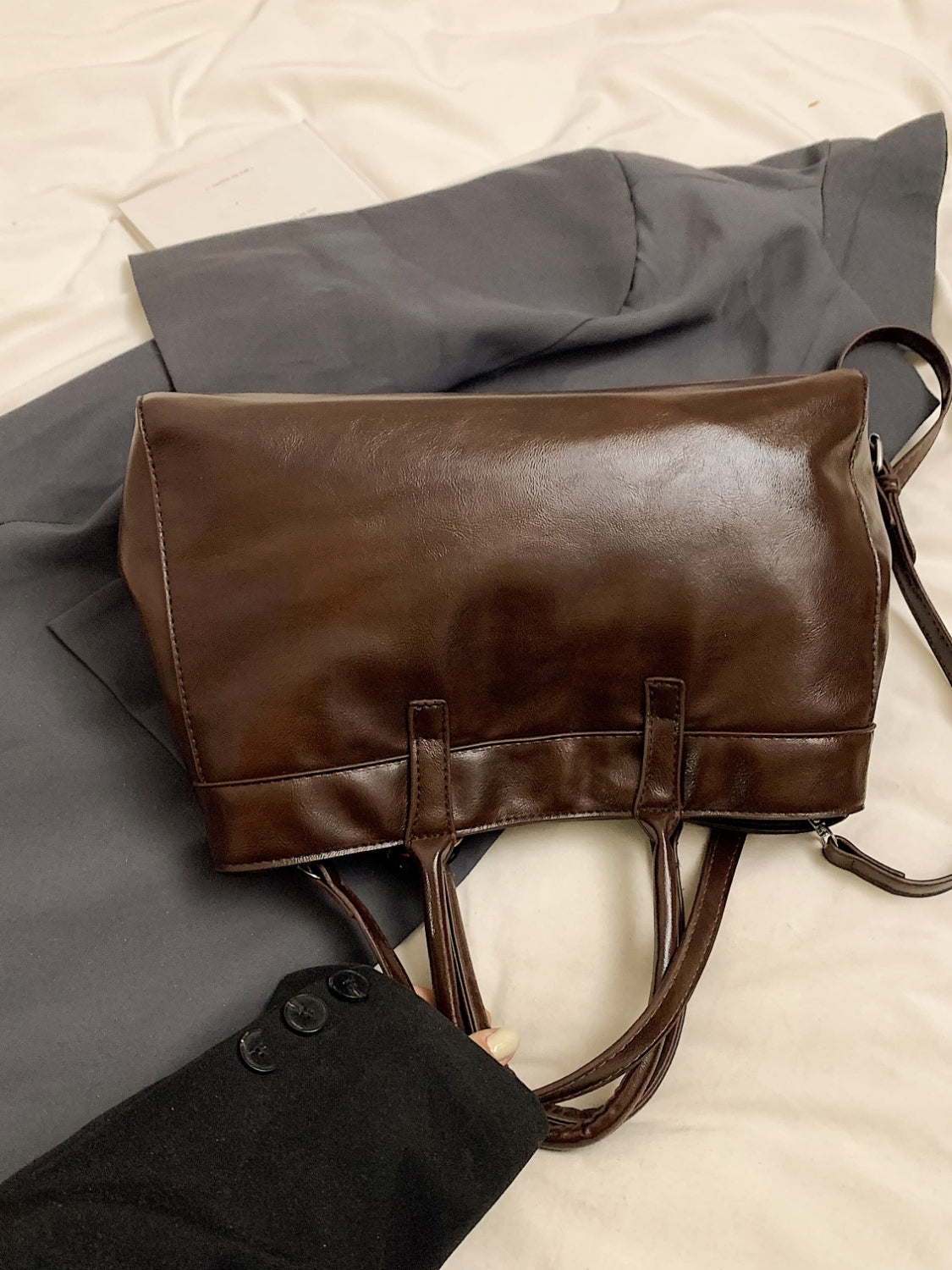 Leather Handbag with Pendant