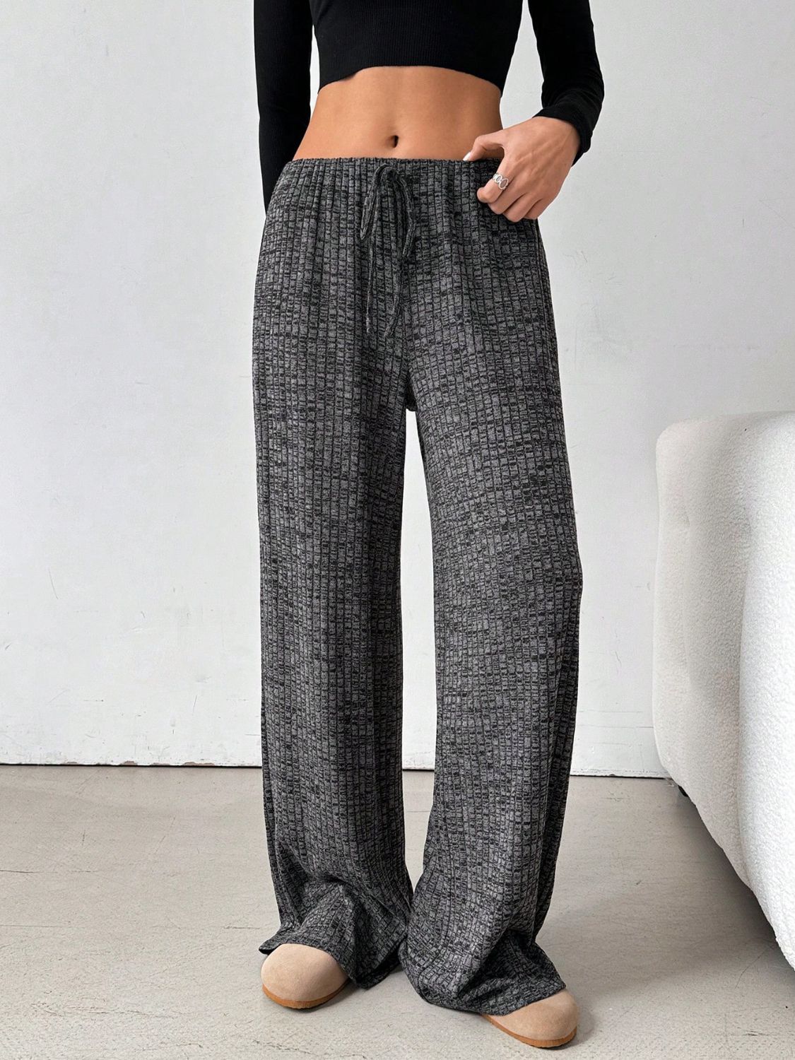 Tied Striped Wide Leg Pants