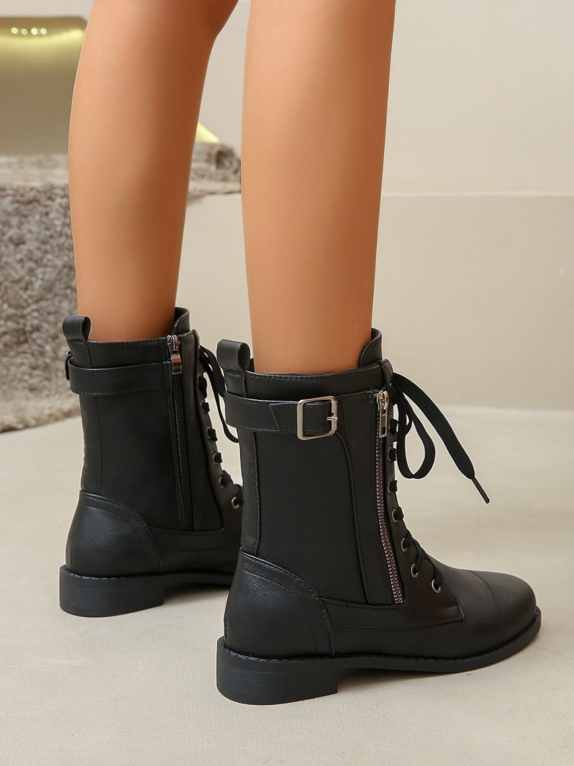 Leather Lace-Up Boots