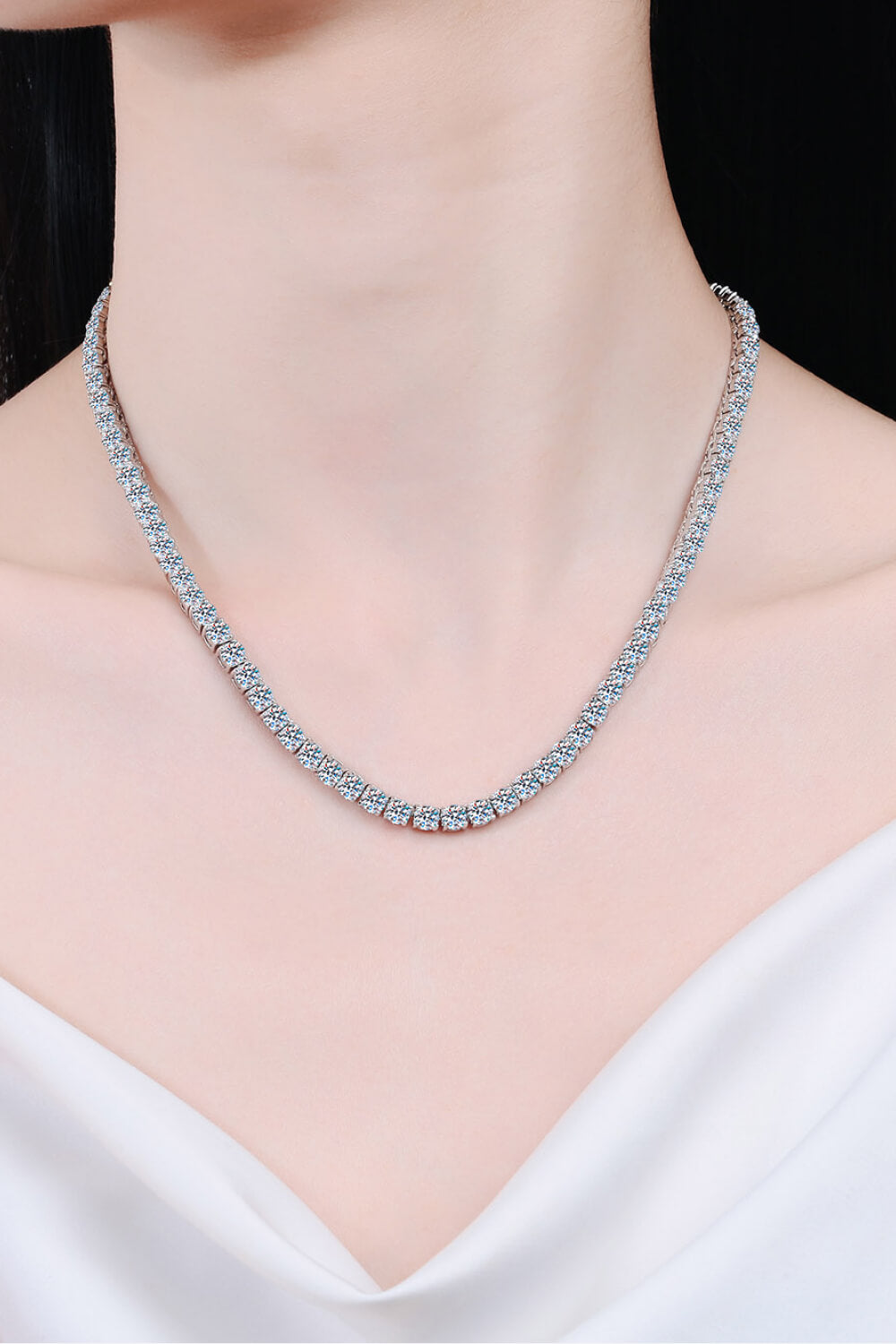 Flawless Moissanite Rhodium-Plated Necklace