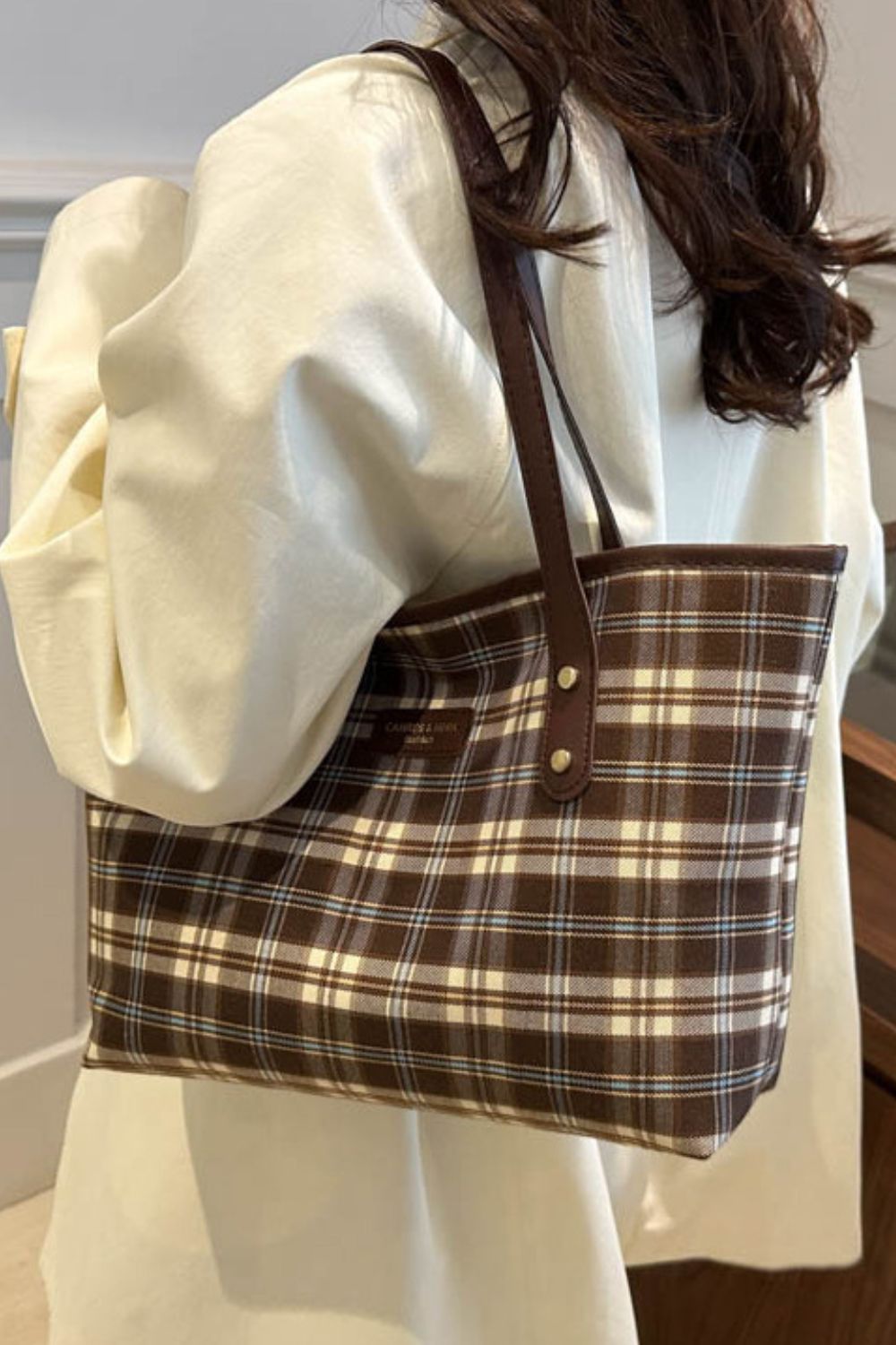 Carhes & Heka Plaid Leather Tote Bag