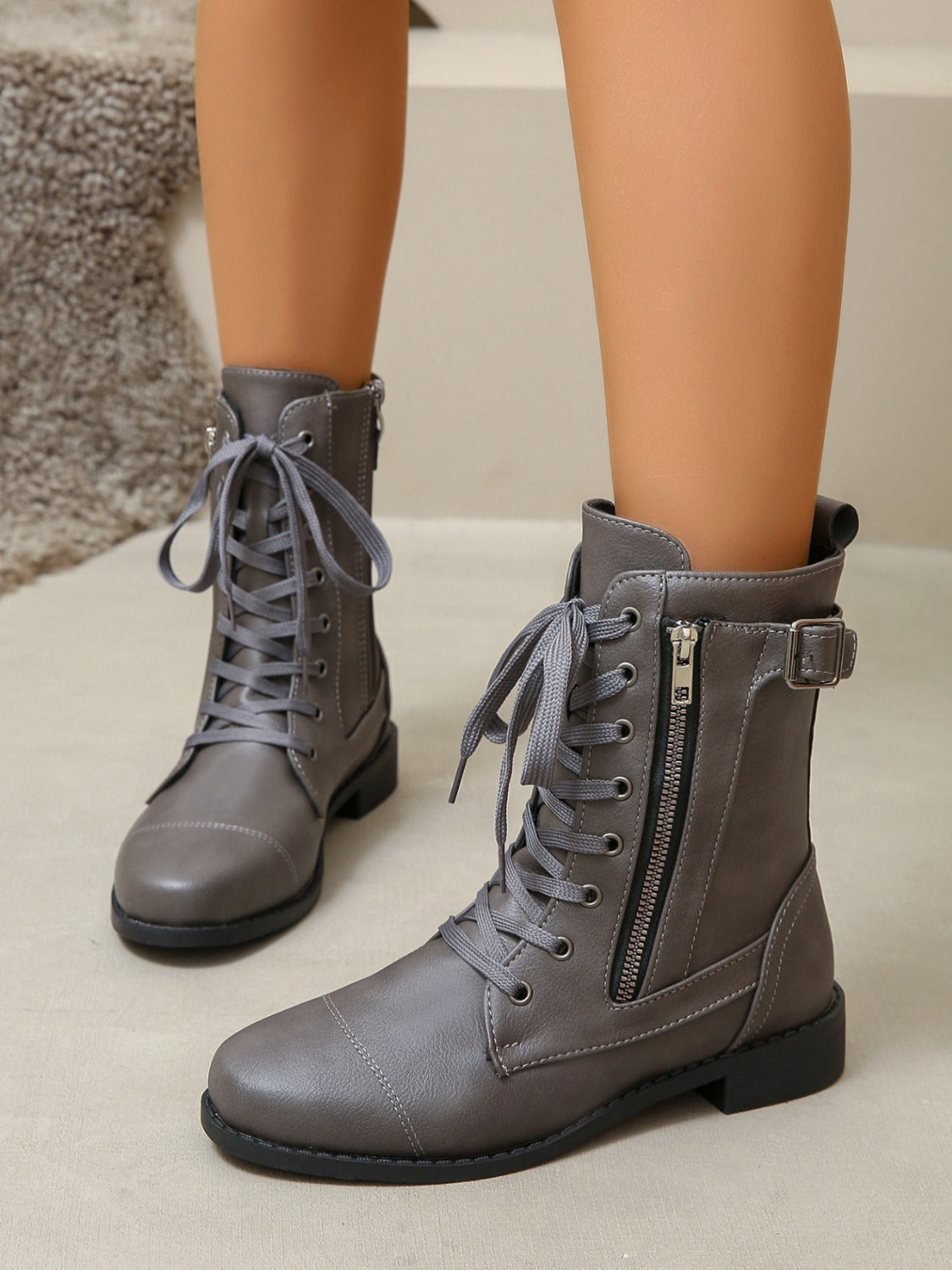 Leather Lace-Up Boots