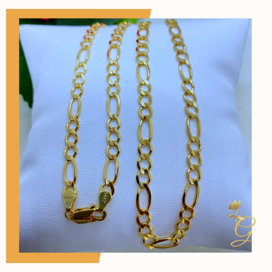 14K Solid Gold Chain - Mens Solid Figaro Chain 24” 4.7MM Width